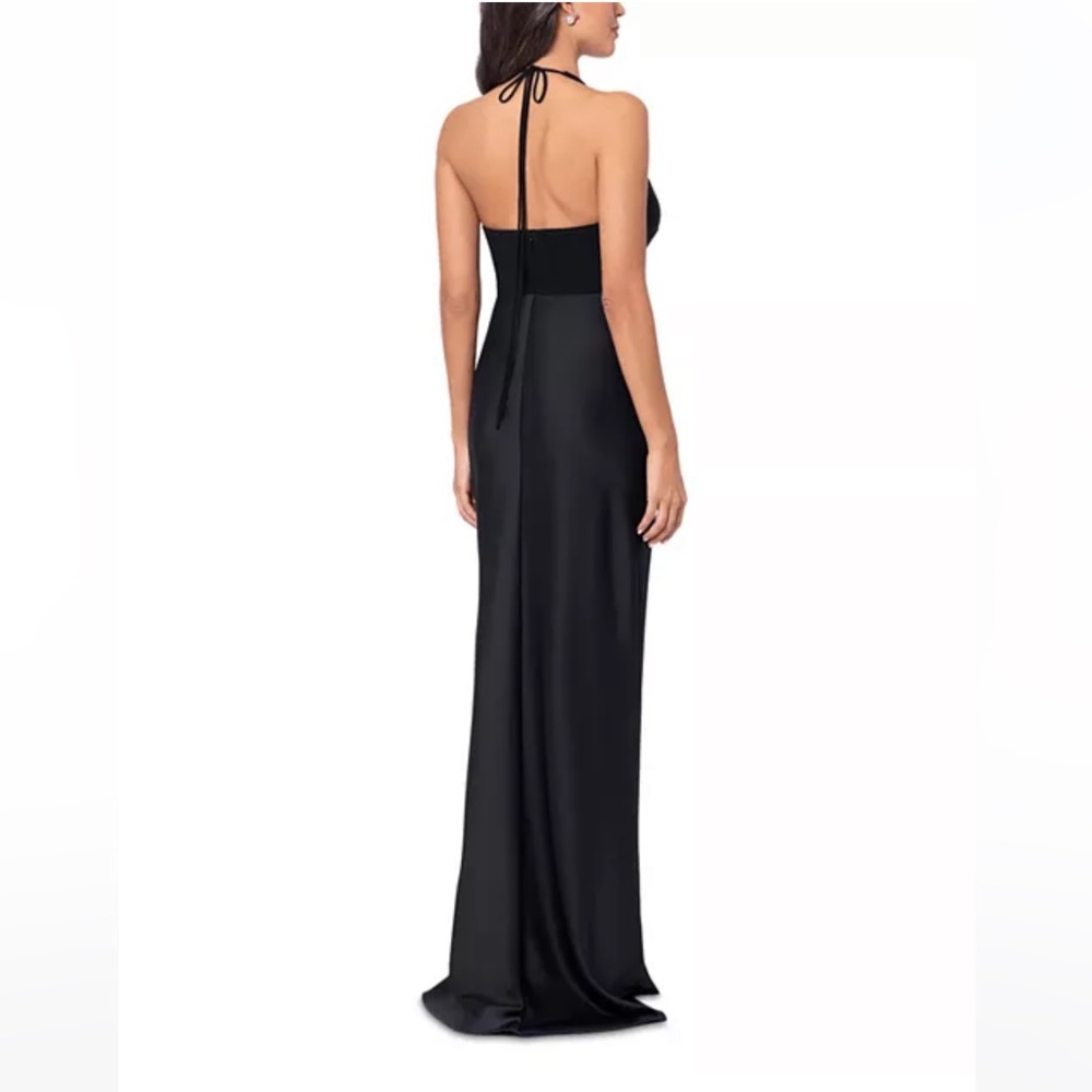 AQUA Halter Mixed Media Gown - Exclusive - Picture 3 of 3